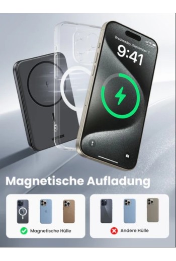 UGREEN 5000 mAh Wireless Magnetische Powerbank,Schwarz