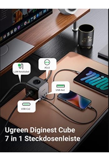 UGREEN DigiNest Cube 65 W USB-C Steckdosenleiste mit 6-Ports