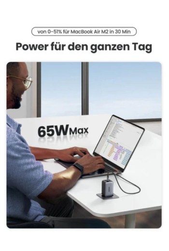 UGREEN 65 W USB-C GaN Ladegerät mit 3-Ports