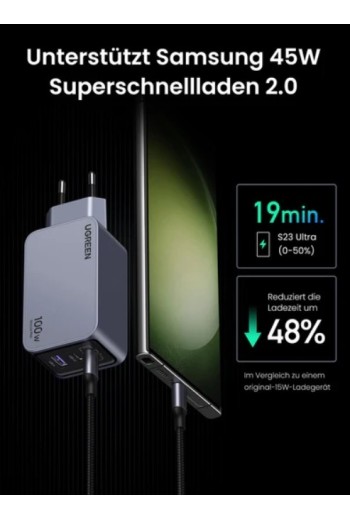 UGREEN Nexode Pro 100 W USB-C Mini GaN Ladegerät mit 3-Ports