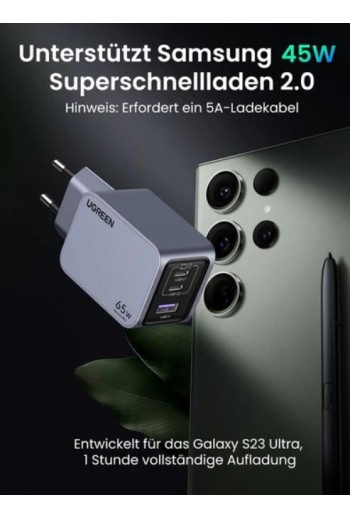 UGREEN Nexode Pro 65 W USB-C Mini GaN Ladegerät mit 3-Ports