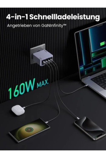 UGREEN Nexode Pro 160 W USB-C GaN Ladegerät mit 4-Ports