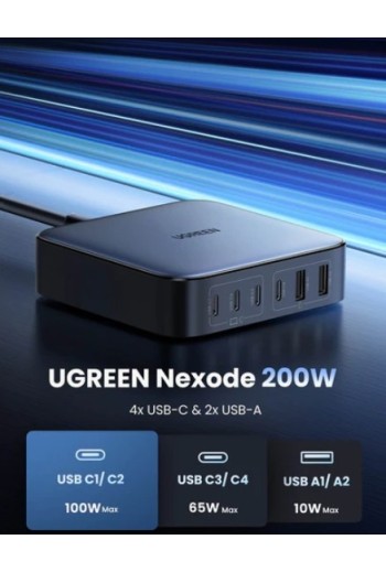 UGREEN 200 W USB-C GaN Tischladegerät mit 6-Ports