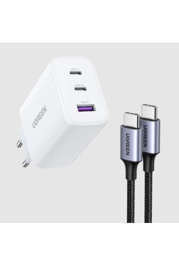 UGREEN USB-C Ladegerät 65W 3-Port PD Charger+60W USB C Kabel(1m)