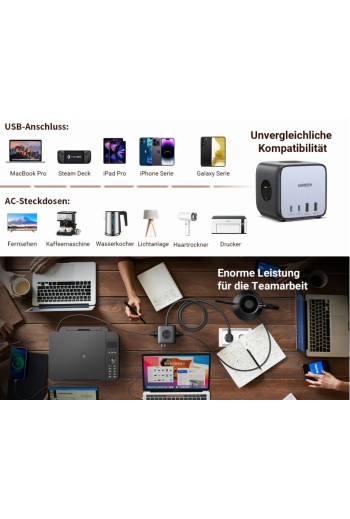 UGREEN DigiNest Cube 65 W USB-C Steckdosenleiste mit 6-Ports