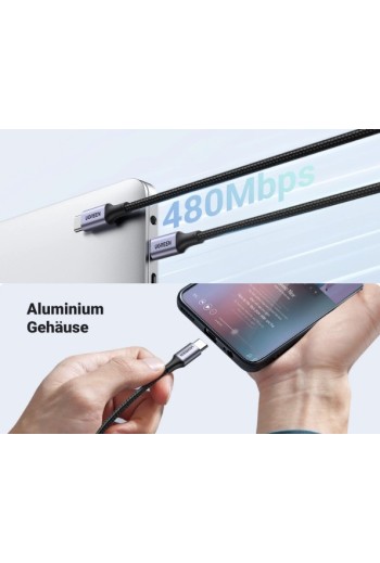 UGREEN 60 W PD 3.0 QC 4.0 USB-C auf USB-C Ladekabel