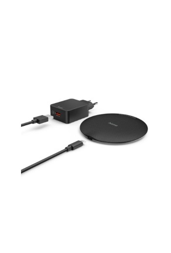 Hama Wireless Charger Set "QI-FC15 Metal" 15W, kabelloses Smartphone-Ladepad, SW