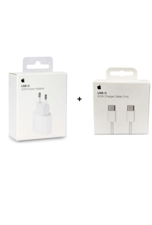 Original Apple iPhone 15 - 20w Ladegerät + 1m 60w Usb C to C kabel