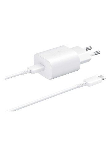 Original Samsung Ladegerät EP-TA800 Weiß+ USB-C auf USB-C Kabel DG977 1m Weiß