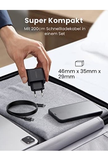 UGREEN 25 W USB-C Schnellladegerät mit 2M USB-C Ladekabel