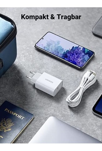 UGREEN 30 W USB-C PPS PD 3.0 Ladegerät mit USB-C Ladekabel (1 M)