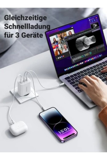 UGREEN 65 W USB-C Schnellladegerät mit 3-Ports