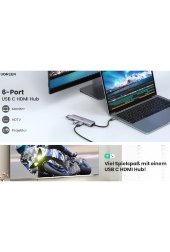 Revodok 6-IN-1 USB-C Hub mit 4K HDMI, USB 3.0,TF/SD