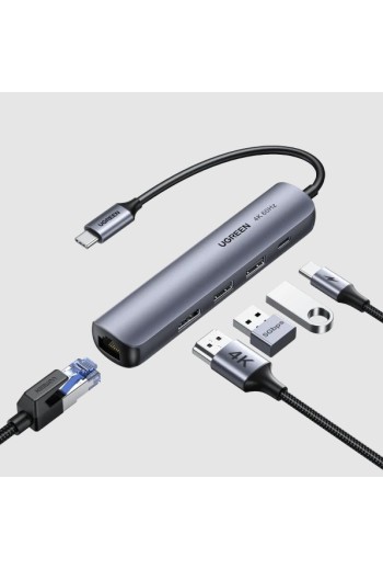 UGREEN 5-IN-1 4K@60Hz USB-C Hub mit LAN