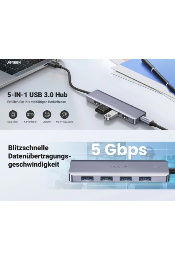 UGREEN 5-IN-1 USB 3.0 Hub, USB Erweiterung