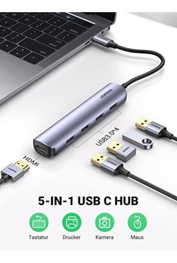 USB-C Hub mit USB 3.0 und 4K@30Hz HDMI Adapter