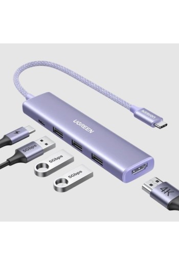 Revodok Stilvolle Serie 5-IN-1 USB-C 4K HDMI Hub (Lila)