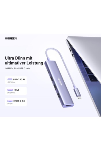 Revodok Stilvolle Serie 5-IN-1 USB-C 4K HDMI Hub (Lila)