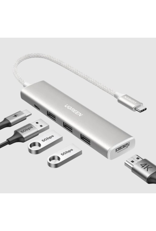 Revodok Stilvolle Serie 5-IN-1 USB-C 4K HDMI Hub (Weiß)