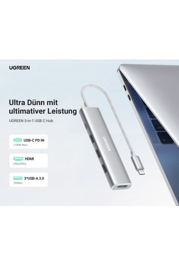 Revodok Stilvolle Serie 5-IN-1 USB-C 4K HDMI Hub (Weiß)